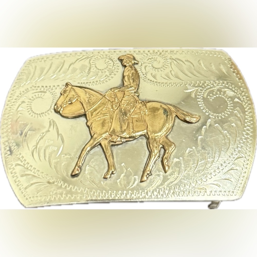 Vtg Irvine Jachens Belt Buckle German Silver Cowboy Cowgirl Rodeo Western